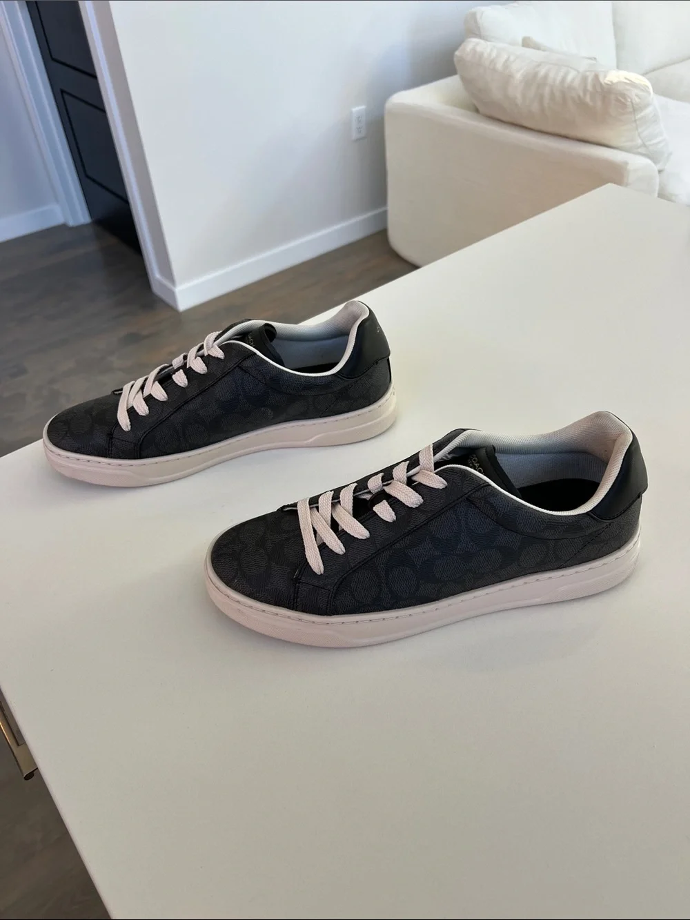 Coach high line signature C logo print charcoal black lace up sneakers 11